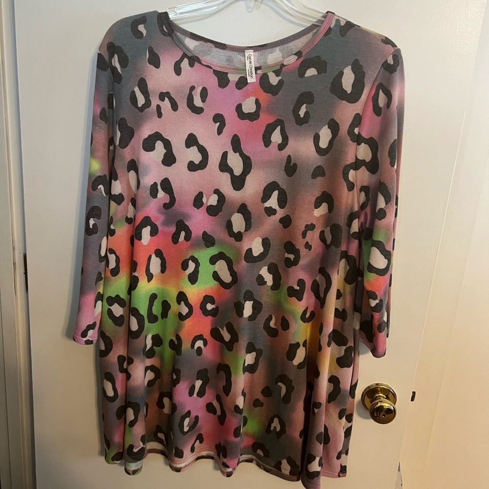 Multicolored Leopard Print Jumper, Long Sleeve, R… - image 1